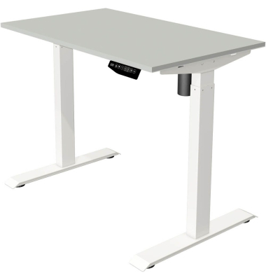 Sitz-Steh-Schreibtisch Move 1, elektrisch höhenverstellbar, 74-123cm (H), 100x60cm (BxT), rechteckig, lichtgrau / weiß