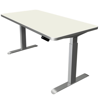 Sitz-Steh-Schreibtisch Move 3 Premium, elektrisch höhenverstellbar, 72-121cm (H), 160x80cm (BxT), rechteckig, weiß / silber