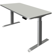 Sitz-Steh-Schreibtisch Move 3 Premium, elektrisch höhenverstellbar, 72-121cm (H), 160x80cm (BxT), rechteckig, lichtgrau / silber