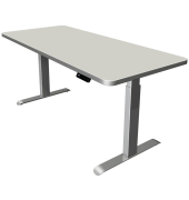 Sitz-Steh-Schreibtisch Move 3 Premium, elektrisch höhenverstellbar, 72-121cm (H), 180x80cm (BxT), rechteckig, lichtgrau / silber