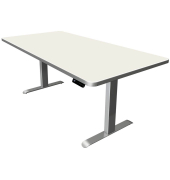 Sitz-Steh-Schreibtisch Move 3 Premium, elektrisch höhenverstellbar, 72-121cm (H), 200x100cm (BxT), rechteckig, weiß / silber