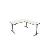 Sitz-Steh-Schreibtisch Move 3 Premium, elektrisch höhenverstellbar, 72-121cm (H), 160x180cm (BxT), L-Form, weiß / silber