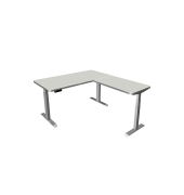 Sitz-Steh-Schreibtisch Move 3 Premium, elektrisch höhenverstellbar, 72-121cm (H), 160x180cm (BxT), L-Form, lichtgrau / silber