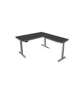 Sitz-Steh-Schreibtisch Move 3 Premium, elektrisch höhenverstellbar, 72-121cm (H), 160x180cm (BxT), L-Form, anthrazit / silber