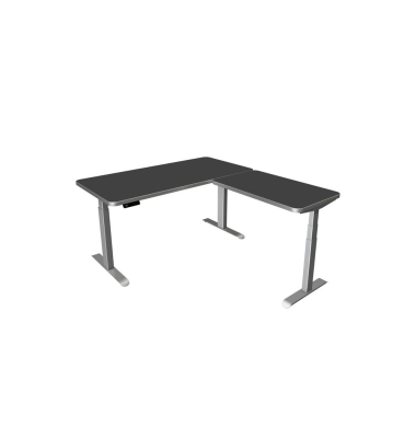Sitz-Steh-Schreibtisch Move 3 Premium, elektrisch höhenverstellbar, 72-121cm (H), 160x180cm (BxT), L-Form, anthrazit / silber