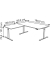 Sitz-Steh-Schreibtisch Move 3 Premium, elektrisch höhenverstellbar, 72-121cm (H), 180x180cm (BxT), L-Form, weiß / silber