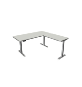 Sitz-Steh-Schreibtisch Move 3 Premium, elektrisch höhenverstellbar, 72-121cm (H), 180x180cm (BxT), L-Form, lichtgrau / silber