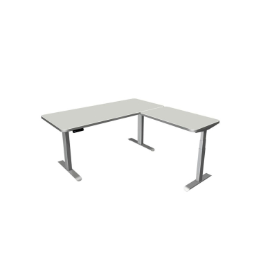 Sitz-Steh-Schreibtisch Move 3 Premium, elektrisch höhenverstellbar, 72-121cm (H), 180x180cm (BxT), L-Form, lichtgrau / silber