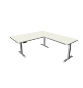 Sitz-Steh-Schreibtisch Move 3 Premium, elektrisch höhenverstellbar, 72-121cm (H), 200x220cm (BxT), L-Form, weiß / silber