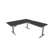 Sitz-Steh-Schreibtisch Move 3 Premium, elektrisch höhenverstellbar, 72-121cm (H), 200x220cm (BxT), L-Form, anthrazit / silber