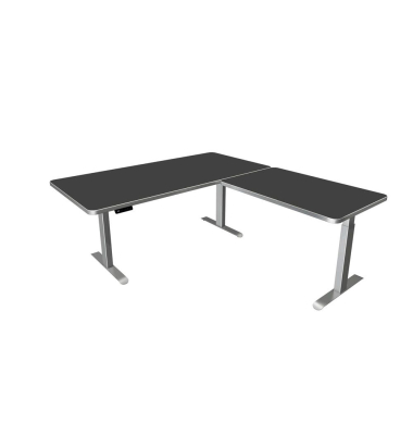Sitz-Steh-Schreibtisch Move 3 Premium, elektrisch höhenverstellbar, 72-121cm (H), 200x220cm (BxT), L-Form, anthrazit / silber