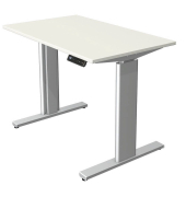 Sitz-Steh-Schreibtisch Move 3 tube, elektrisch h&ouml;henverstellbar, 72-120cm (H), 100x60cm (BxT), rechteckig, wei&szlig; / silber
