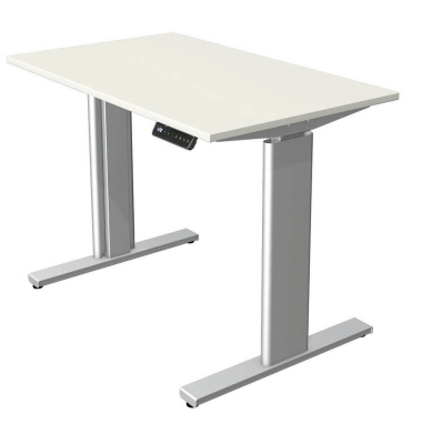 Sitz-Steh-Schreibtisch Move 3, elektrisch höhenverstellbar, 72-120cm (H), 100x60cm (BxT), rechteckig, weiß / silber