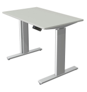 Sitz-Steh-Schreibtisch Move 3, elektrisch höhenverstellbar, 72-120cm (H), 100x60cm (BxT), rechteckig, lichtgrau / silber
