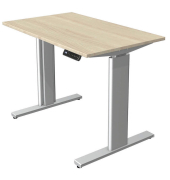 Sitz-Steh-Schreibtisch Move 3 tube, elektrisch h&ouml;henverstellbar, 72-120cm (H), 100x60cm (BxT), rechteckig, ahorn / silber