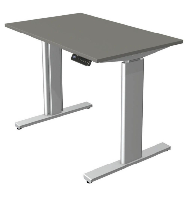 Sitz-Steh-Schreibtisch Move 3 tube, elektrisch h&ouml;henverstellbar, 72-120cm (H), 100x60cm (BxT), rechteckig, graphit / silber