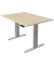 Sitz-Steh-Schreibtisch Move 3 tube, elektrisch h&ouml;henverstellbar, 72-120cm (H), 120x80cm (BxT), rechteckig, ahorn / silber