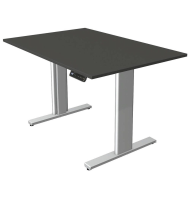 Sitz-Steh-Schreibtisch Move 3, elektrisch höhenverstellbar, 72-120cm (H), 120x80cm (BxT), rechteckig, anthrazit / silber