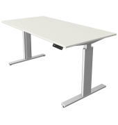 Sitz-Steh-Schreibtisch Move 3, elektrisch höhenverstellbar, 72-120cm (H), 160x80cm (BxT), rechteckig, weiß / silber