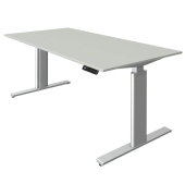 Sitz-Steh-Schreibtisch Move 3, elektrisch höhenverstellbar, 72-120cm (H), 160x80cm (BxT), rechteckig, lichtgrau / silber