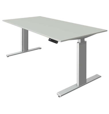 Sitz-Steh-Schreibtisch Move 3, elektrisch höhenverstellbar, 72-120cm (H), 160x80cm (BxT), rechteckig, lichtgrau / silber