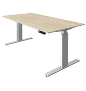 Sitz-Steh-Schreibtisch Move 3, elektrisch höhenverstellbar, 72-120cm (H), 160x80cm (BxT), rechteckig, ahorn / silber
