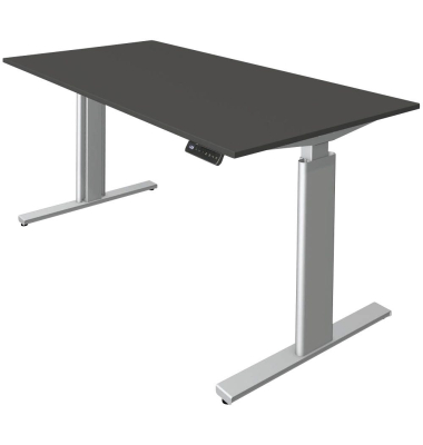 Sitz-Steh-Schreibtisch Move 3, elektrisch höhenverstellbar, 72-120cm (H), 160x80cm (BxT), rechteckig, anthrazit / silber