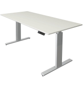 Sitz-Steh-Schreibtisch Move 3 tube, elektrisch h&ouml;henverstellbar, 72-120cm (H), 180x80cm (BxT), rechteckig, wei&szlig; / silber