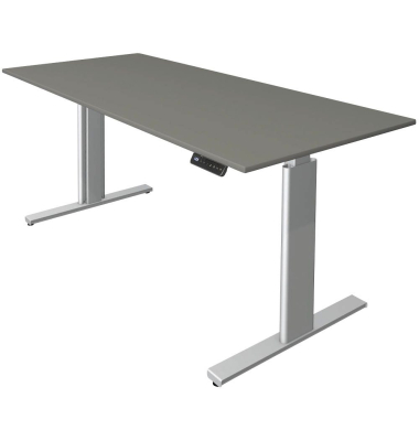 Sitz-Steh-Schreibtisch Move 3 tube, elektrisch h&ouml;henverstellbar, 72-120cm (H), 180x80cm (BxT), rechteckig, graphit / silber