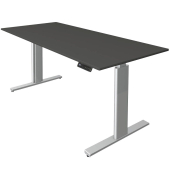 Sitz-Steh-Schreibtisch Move 3, elektrisch höhenverstellbar, 72-120cm (H), 180x80cm (BxT), rechteckig, anthrazit / silber