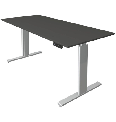 Sitz-Steh-Schreibtisch Move 3, elektrisch höhenverstellbar, 72-120cm (H), 180x80cm (BxT), rechteckig, anthrazit / silber