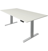 Sitz-Steh-Schreibtisch Move 3 tube, elektrisch h&ouml;henverstellbar, 72-120cm (H), 200x100cm (BxT), rechteckig, wei&szlig; / silber