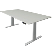 Sitz-Steh-Schreibtisch Move 3, elektrisch höhenverstellbar, 72-120cm (H), 200x100cm (BxT), rechteckig, lichtgrau / silber