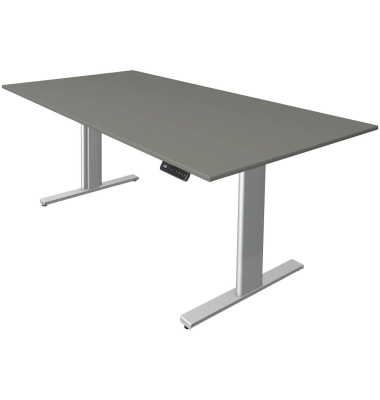 Sitz-Steh-Schreibtisch Move 3, elektrisch höhenverstellbar, 72-120cm (H), 200x100cm (BxT), rechteckig, graphit / silber