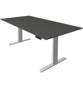 Sitz-Steh-Schreibtisch Move 3, elektrisch höhenverstellbar, 72-120cm (H), 200x100cm (BxT), rechteckig, anthrazit / silber
