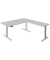 Sitz-Steh-Schreibtisch Move 3, elektrisch höhenverstellbar, 72-120cm (H), 180x80cm (BxT), L-Form, lichtgrau / silber