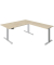 Sitz-Steh-Schreibtisch Move 3, elektrisch höhenverstellbar, 72-120cm (H), 180x80cm (BxT), L-Form, ahorn / silber