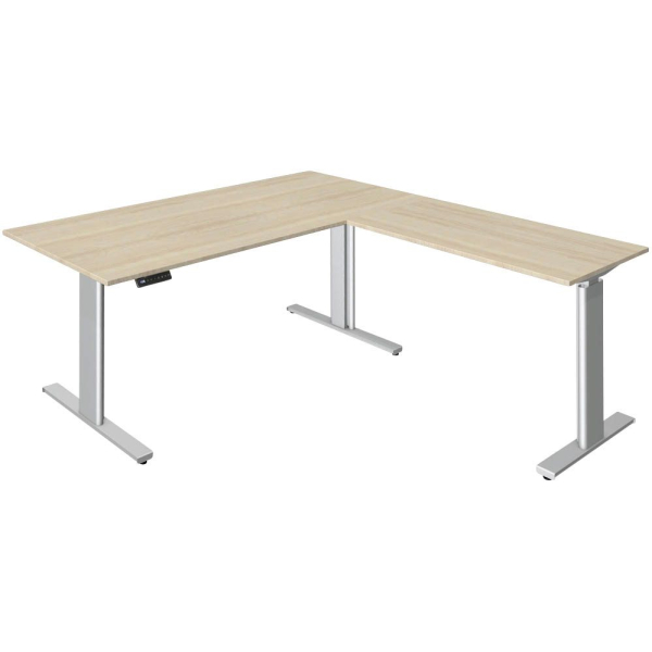 4044917438903 - Sitz-Steh-Schreibtisch Move 3 10234250 elektrisch höhenverstellbar 72-120cm (H) 180cmx80cm (BxT) L-Form ahorn   Silber 40449