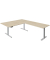 Sitz-Steh-Schreibtisch Move 3 tube, elektrisch h&ouml;henverstellbar, 72-120cm (H), 200x100cm (BxT), L-Form, ahorn / silber