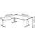 Sitz-Steh-Schreibtisch Move 3, elektrisch höhenverstellbar, 72-120cm (H), 200x100cm (BxT), L-Form, ahorn / silber
