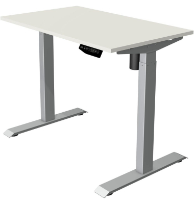 Sitz-Steh-Schreibtisch Move 1, elektrisch höhenverstellbar, 74-123cm (H), 100x60cm (BxT), rechteckig, weiß / silber