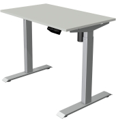 Sitz-Steh-Schreibtisch Move 1, elektrisch höhenverstellbar, 74-123cm (H), 100x60cm (BxT), rechteckig, lichtgrau / silber