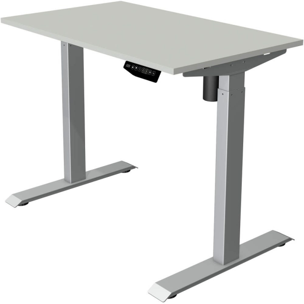 4044917438996 - Move 1 Elektrisch Höhenverstellbar Sitz-Stehschreibtisch Rechteckig Hellgrau T-Fuß 1000 (B) x 600 (T) x 1230 (H) mm Melamin Stahl