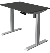 Sitz-Steh-Schreibtisch Move 1, elektrisch höhenverstellbar, 74-123cm (H), 100x60cm (BxT), rechteckig, anthrazit / silber