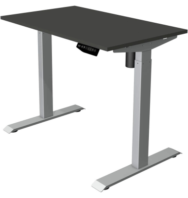 Sitz-Steh-Schreibtisch Move 1, elektrisch höhenverstellbar, 74-123cm (H), 100x60cm (BxT), rechteckig, anthrazit / silber