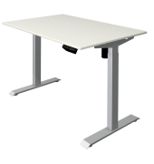 Sitz-Steh-Schreibtisch Move 1, elektrisch höhenverstellbar, 74-123cm (H), 120x80cm (BxT), rechteckig, weiß / silber