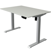 Sitz-Steh-Schreibtisch Move 1, elektrisch höhenverstellbar, 74-123cm (H), 120x80cm (BxT), rechteckig, lichtgrau / silber