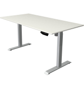 Sitz-Steh-Schreibtisch Move 1, elektrisch höhenverstellbar, 74-123cm (H), 160x80cm (BxT), rechteckig, weiß / silber