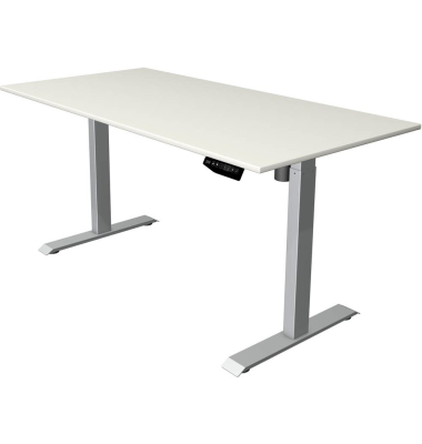 Sitz-Steh-Schreibtisch Move 1, elektrisch höhenverstellbar, 74-123cm (H), 160x80cm (BxT), rechteckig, weiß / silber