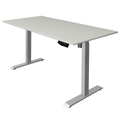 Sitz-Steh-Schreibtisch Move 1, elektrisch höhenverstellbar, 74-123cm (H), 160x80cm (BxT), rechteckig, lichtgrau / silber